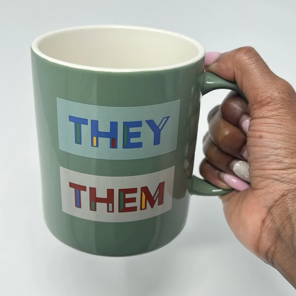 They Them Coffee Mug Pronouns Cup LGBTQ Pride Office Decor College Dorm Desk